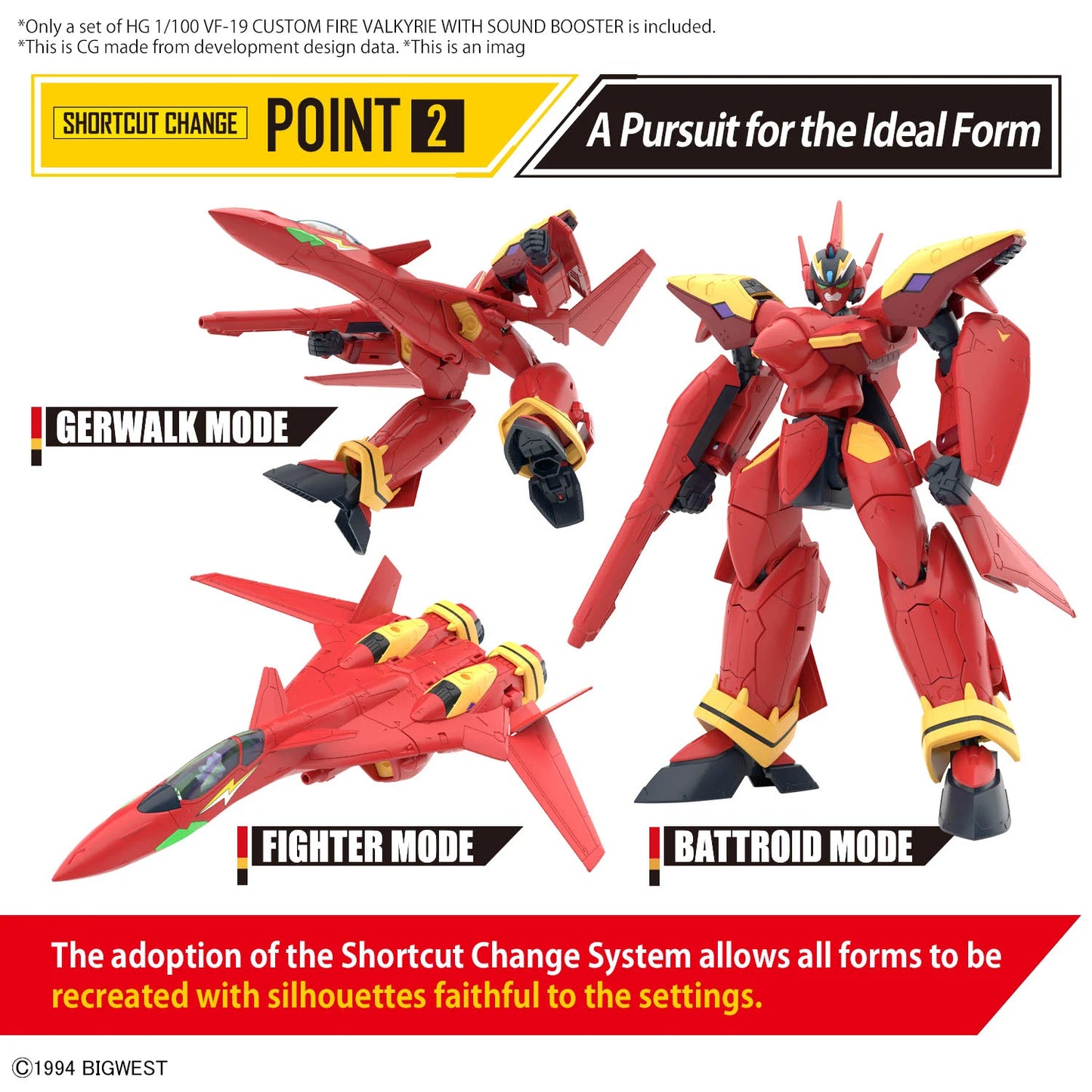 Macross - HG 1/100 VF-19 Custom Fire Valkyrie + Sound Boost - Maquette Bandai