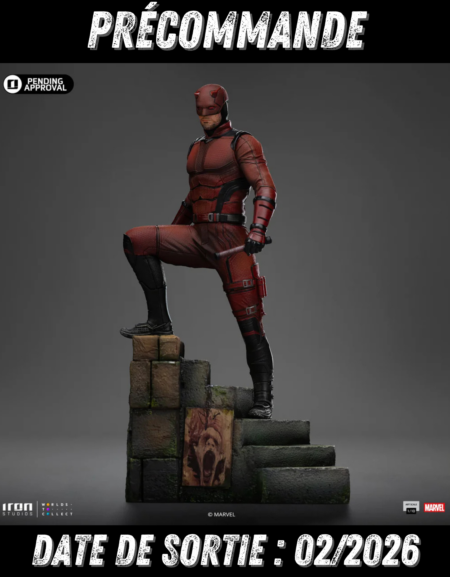 022026 - Marvel - Daredevil (Born Again Ver.) - Statuette Iron Studio