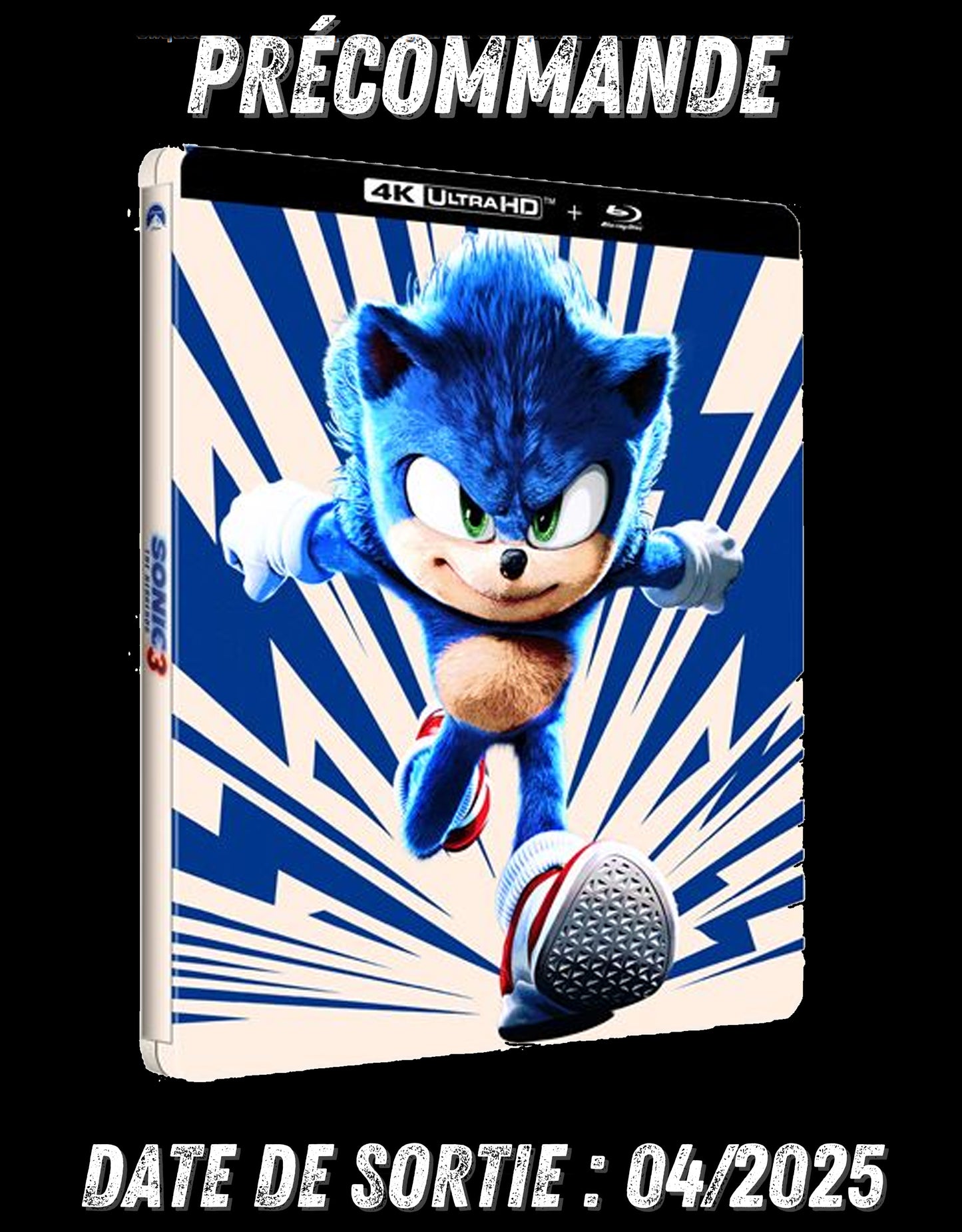 042025 Sonic 3 Édition Limitée Steelbook Blu-ray 4K Ultra HD