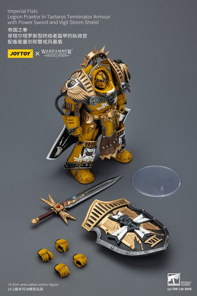052026 - Warhammer 40K - Imperial Fists figurine Legion Praetor in Tartaros Terminator Armourwith Power Sword and Vigil Storm Shield - Figurine Articulée Joytoy