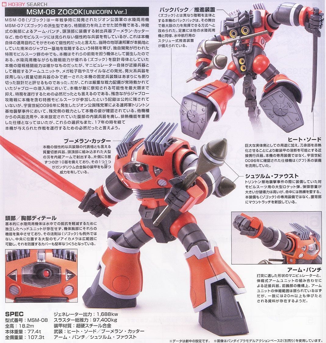 Gunpla - HGUC 1/144 Unicorn MSM-08 Zogok Unicorn Version - Gunpla