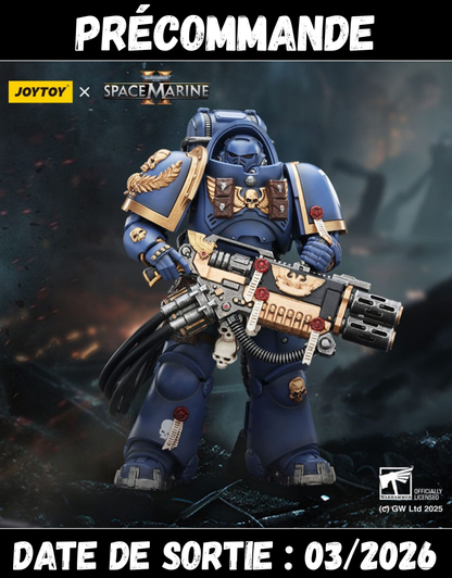 032026 - Warhammer 40k : Space Marine 2 - Ultramarines Heavy Artificer Armor with Relic Multi-Melta - Figurine Articulée Joytoy