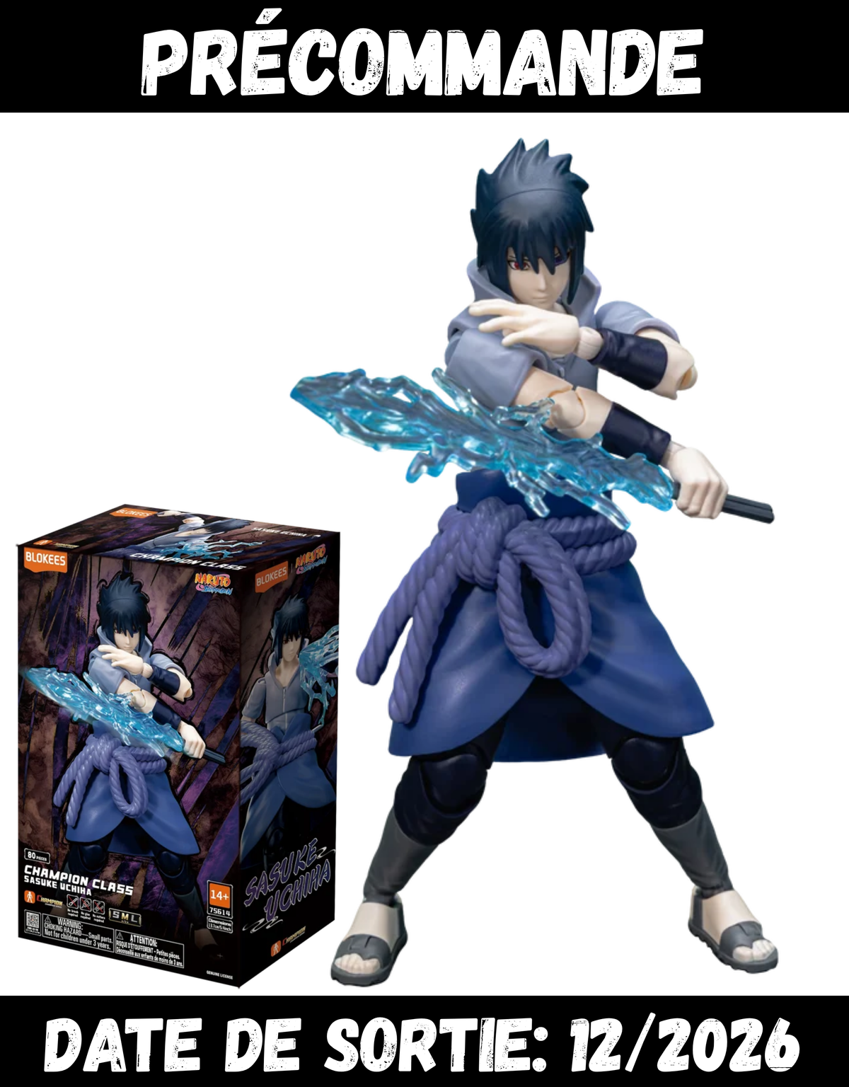 122026 - Naruto Shippuden - Sasuke Uchiha (Champion Class) - Figurine Articulée Blokees
