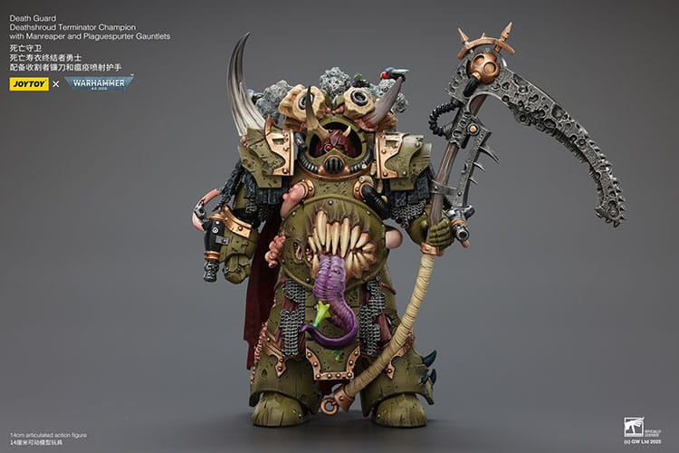 032026 - Warhammer 40k - Death Guard Deathshroud Terminator Champion with Manreaper and Plaguespurter Gauntlets - Figurine Articulée Joytoy