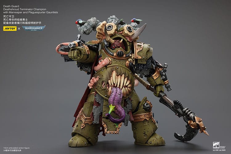 032026 - Warhammer 40k - Death Guard Deathshroud Terminator Champion with Manreaper and Plaguespurter Gauntlets - Figurine Articulée Joytoy