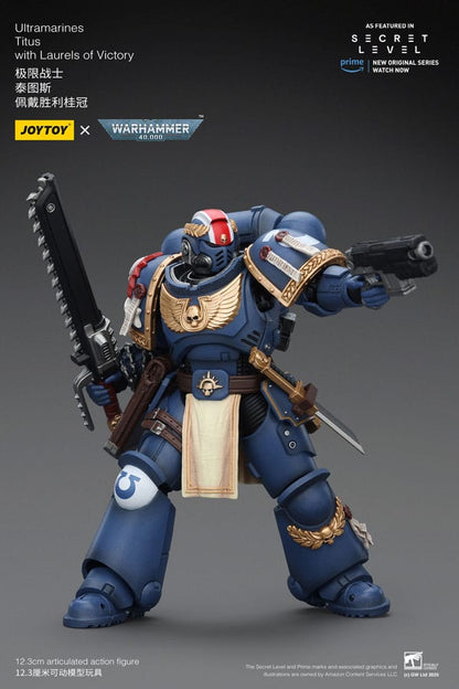 032026 - Warhammer 40K -  Ultramarines Titus with Laurels of Victory  - Figurine Articulée JoyToy