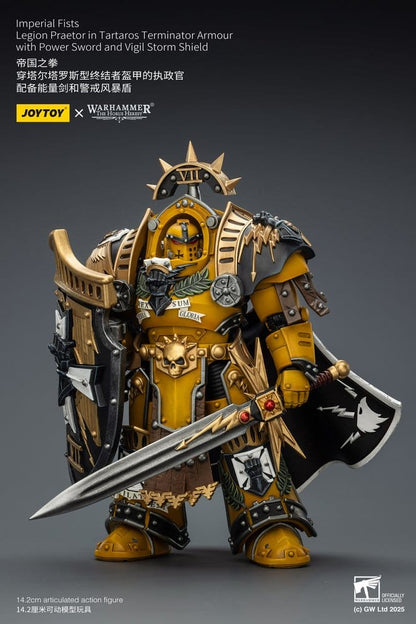 052026 - Warhammer 40K - Imperial Fists figurine Legion Praetor in Tartaros Terminator Armourwith Power Sword and Vigil Storm Shield - Figurine Articulée Joytoy