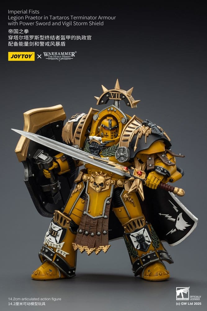 052026 - Warhammer 40K - Imperial Fists figurine Legion Praetor in Tartaros Terminator Armourwith Power Sword and Vigil Storm Shield - Figurine Articulée Joytoy