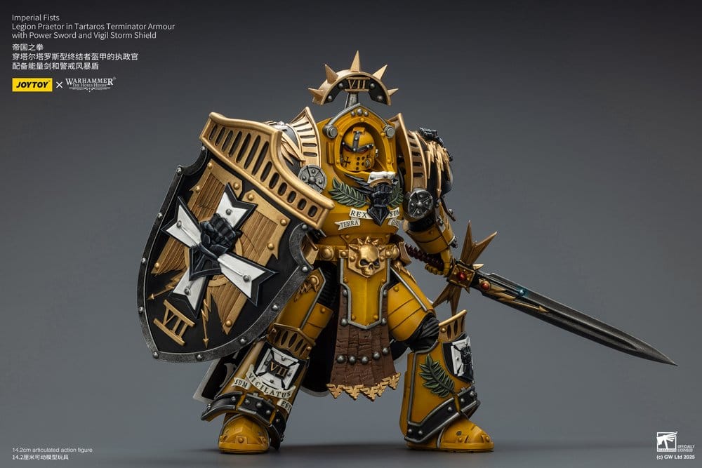 052026 - Warhammer 40K - Imperial Fists figurine Legion Praetor in Tartaros Terminator Armourwith Power Sword and Vigil Storm Shield - Figurine Articulée Joytoy