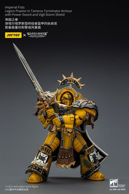 052026 - Warhammer 40K - Imperial Fists figurine Legion Praetor in Tartaros Terminator Armourwith Power Sword and Vigil Storm Shield - Figurine Articulée Joytoy