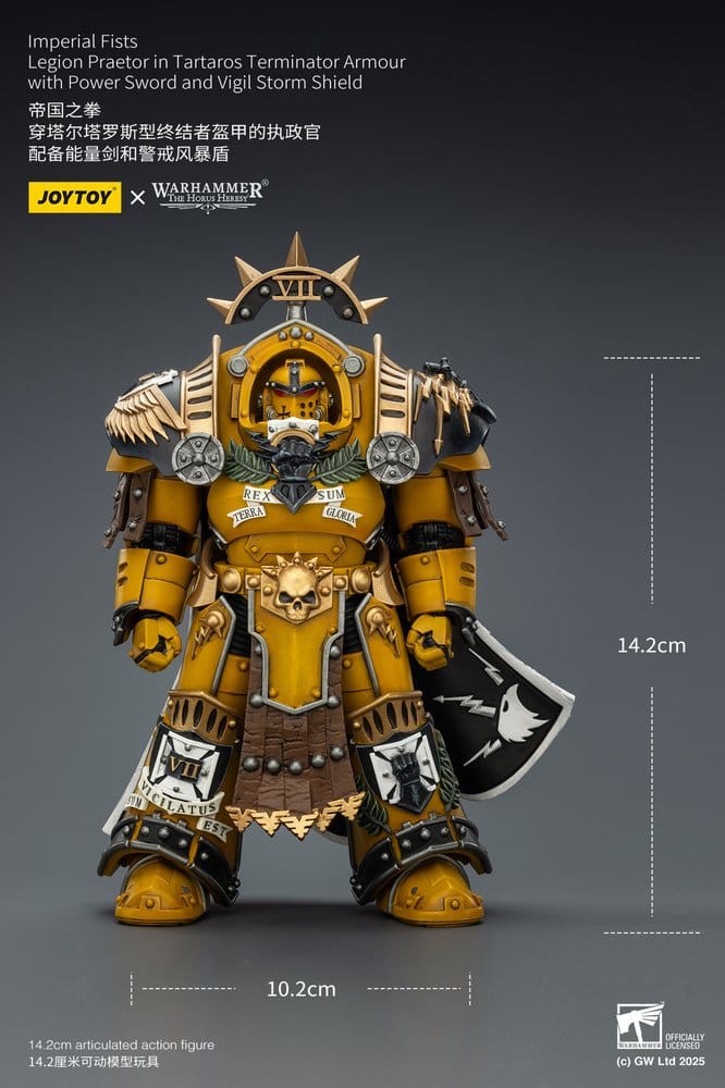 052026 - Warhammer 40K - Imperial Fists figurine Legion Praetor in Tartaros Terminator Armourwith Power Sword and Vigil Storm Shield - Figurine Articulée Joytoy